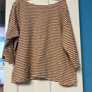 Talbots Plus Size 3X Orange and White 3/4 Sleeve Blouse